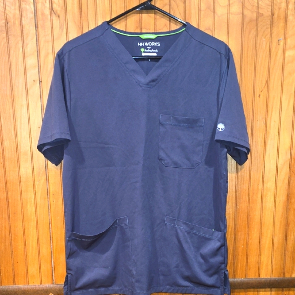 HH Works Gray Scrub Top Size Small